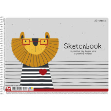 Альбом для малювання "Школярик" А4/20арк./PB-SC-020-8050/ спiраль, 120г/м2 (9/90)