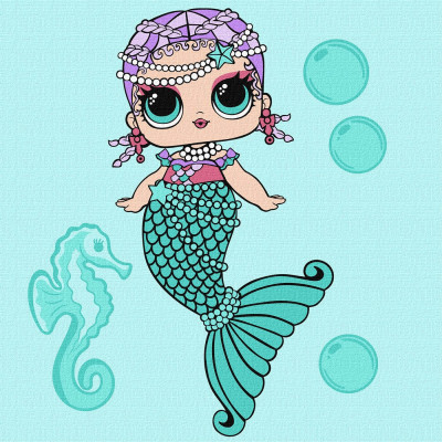 Картина за номерами "Ідейка" /KHO6262/ "LOL Surprise! Mermaids Merbaby" 40*40 см
