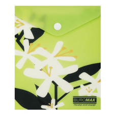 Папка-конверт на кнопці А6 "BuroMAX" /BM.3922-15/ матов. пластик, ARABESKI, салатовий (12/480)