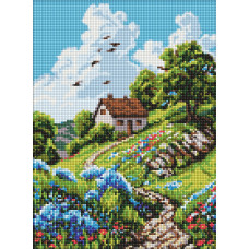 Алмазна мозаїка "Ідейка" /AMO20444/ "Затишна хатинка на пагорбі" 30*40см