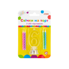 Набір свічки +цифра LED "Maxi" /MX701007-6/ "6" , що світиться (1/12)