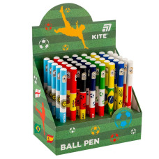 Ручка кулькова автомат "Kite" /K25-029/  Football nations, синя (40/1200)