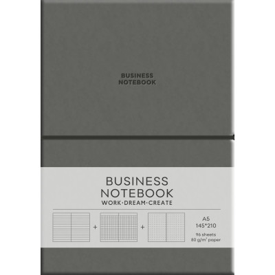 Блокнот А5/96 арк. "Школярик" Business /A5-7137Dark Gray/ == обкл.поліуретан м'яка, крем блок, 80г/м2 "Dark Gray" (1/12)