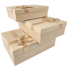 Коробка подарункова /271029/ бежева прямокутна матова 3шт/упак, 29x21x9,5-23x17x6,5 см Коробка подарункова /271029/ бежева прямокутна матова 3шт/упак, 29x21x9,5-23x17x6,5 см