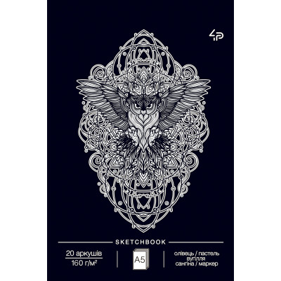 Скетчбук A5/20арк "4PROFI" /21403/ ЧИСТІ чорні аркуші, "Dreams sketchbook" one, 160г/м2