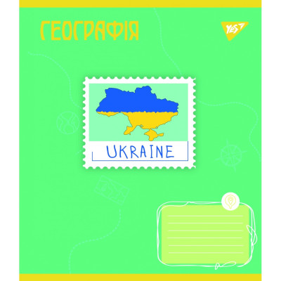 Зошит уч. "YES" 48арк.# /766778/ "ПРЕДМЕТКА - ГЕОГРАФІЯ (Ukraine forever) виб.гібрід.лак (5/200)