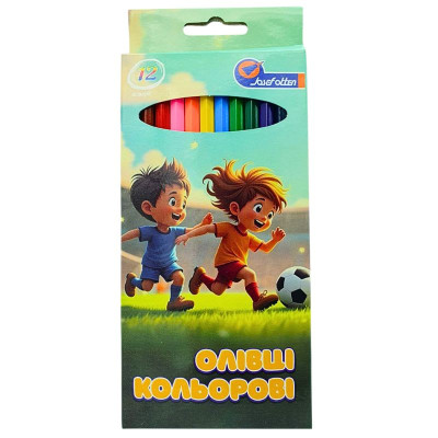 Олівці кольорові "JO" 12 кол. /7303-12C/ дерево "Football" упаковка картон (1/12/240)