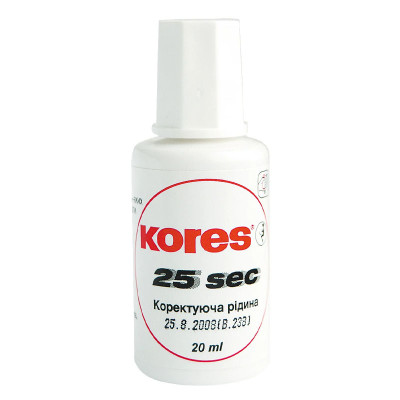 Коректор з пензликом 20мл  KORES "25 секунд" K66817  (10)