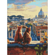 Алмазна мозаїка "Ідейка" /AMO8146/ "Котики у Римі" 30*40см