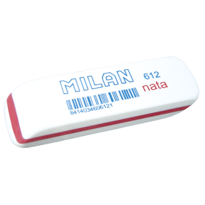 Гумка "MILAN" /612/ "NATA" скошена, біла  (12/300)