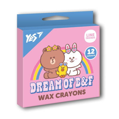 Олівці воскові 12 кол. "YES" /590141/ "Line Friends" (1/30/240)