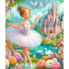 Алмазна мозаїка "Go to art" /177334/ "Чарівна балерина"  23*30см на підрамнику 5D