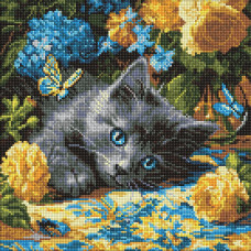 Алмазна мозаїка "Ідейка" /AMO8340/ "Кошеня блакитнооке" 40*40см