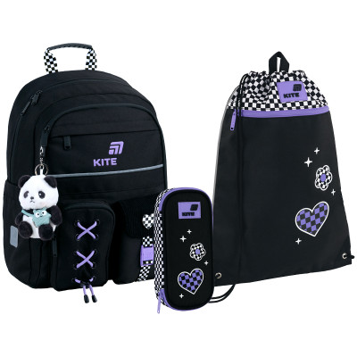 Набір "Kite" /SET_K26-584M-2/  рюкзак + пенал + сумка для взуття 584 Panda Love (1/6)