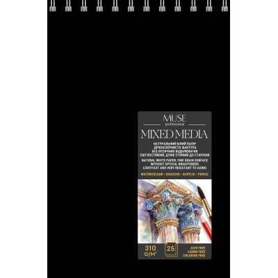 Альбом для змішаних технік малювання "MUSE" A5/25арк./PB-SC-025-345/ спіраль,310 г/м2 (4)