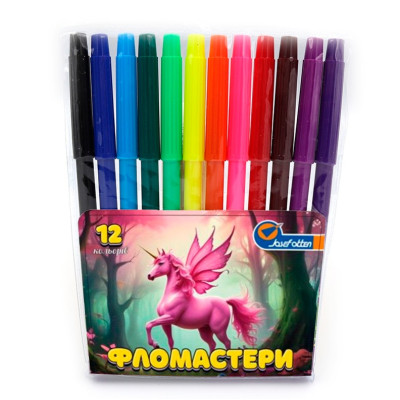 Фломастери "JO" 12 кол. /828-12A/ "Єдиноріг" ПВХ (1/12/240)