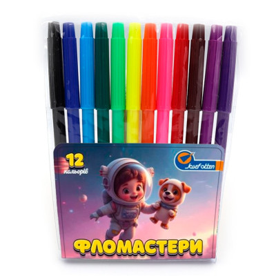 Фломастери "JO" 12 кол. /828-12E/ "Spaceman" ПВХ (1/12/240)