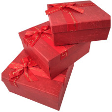 Коробка подарункова /271004/ червона квадратна, матова 3шт/упак, 19,5х19,5х9,5-15,5х15,5х6,5 см