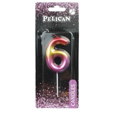 Свічка для торту "Pelican" /866066/ "6" РАЙДУЖНА 6см (1/12)