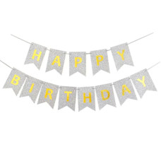 Гірлянда-розтяжка, прапорці /13022-2/ "Happy birthday" 12*16см-5м, срібло (1/12) Гірлянда-розтяжка, прапорці /13022-2/ "Happy birthday" 12*16см-5м, срібло (1/12)