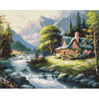 Алмазна мозаїка "Ідейка" /AMO20002/ "Будиночок у горах" 40*50см