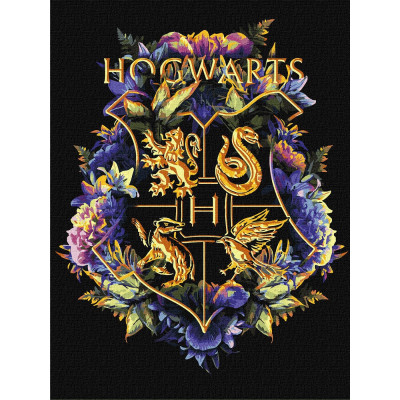 Картина за номерами "Ідейка" /KHO5209/ "Harry Potter: Герб Гоґвортсу з фарбами металік" 30*40см