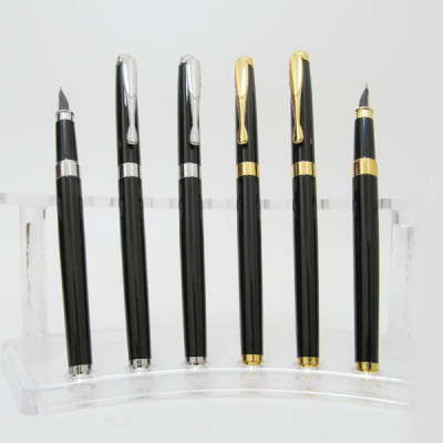 Ручка перо "Baixin" /FP860(-2-7)/ ч/зол.+ ч/срібло  (12)
