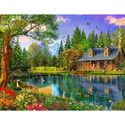 Алмазна мозаїка "Go to art" /189047/ "Біля ставка" 21*25см на картоні 5D