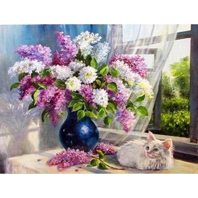 Алмазна мозаїка "Go to art" /189492/ "Бузок і Барсик" 30*40см на підрамнику