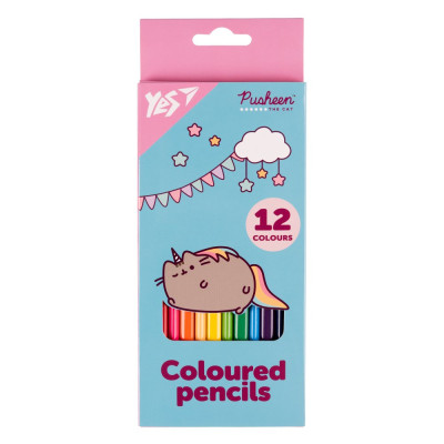 Олівці кольорові "Yes" 12 кол. /290721/ "Pusheen" бірюзові (1/12/240)