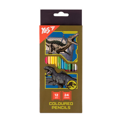 Олівці кольорові "Yes" 24 кол./12 шт /290748/ "Jurassic World" хакі (1/12/240)