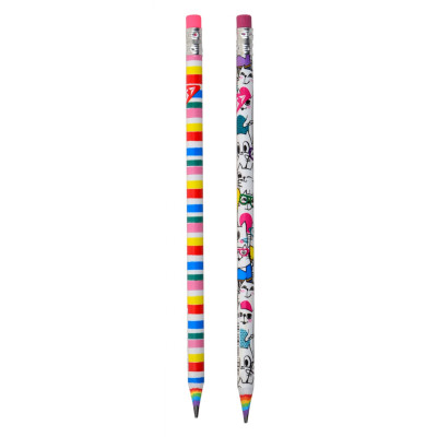 Олівець пр."Yes"/280550/ ECO "Happy colours" паперов з гумкою , 24шт./туба, 2 диз. (24/240)