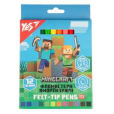 Фломастери "YES" 12 кол. /650582/ "Minecraft", амортизуючі (1/12/144)