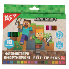 Фломастери "YES" 18 кол. /650584/ "Minecraft", амортизуючі (1/12/96)