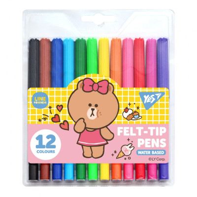 Фломастери "YES" 12 кол. /650546/ "Line Friends" (1/12/192)