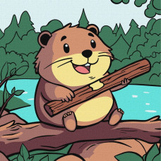 Картина за номерами "Ідейка" /KHO1086/ "Веселий бобер" 25*25см