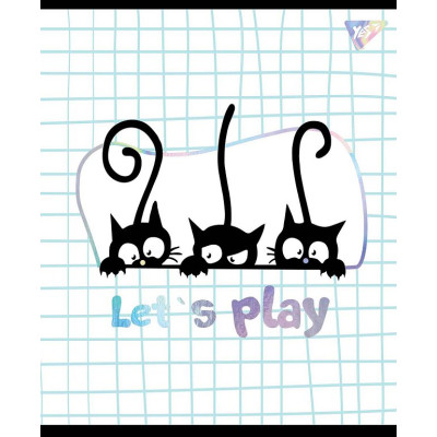 Зошит уч. "YES" 12арк.== /765170/ "Playful kitties" софт-тач+фольга срібло голограф. (10/250)