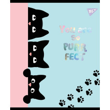Зошит уч. "YES" 12арк.== /765170/ "Playful kitties" софт-тач+фольга срібло голограф. (10/250)