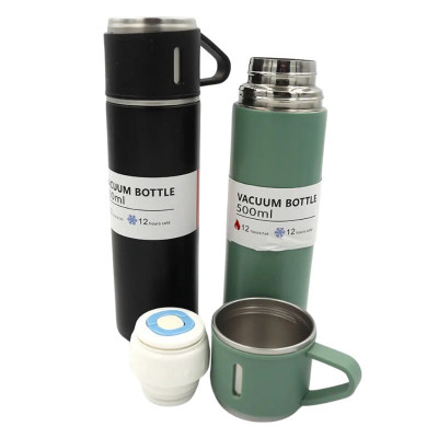 Пляшка-термос для води "JO" /BWK889/ "Класік" з кришкою-кружкою 500ml,  подвійна стінка, мікс