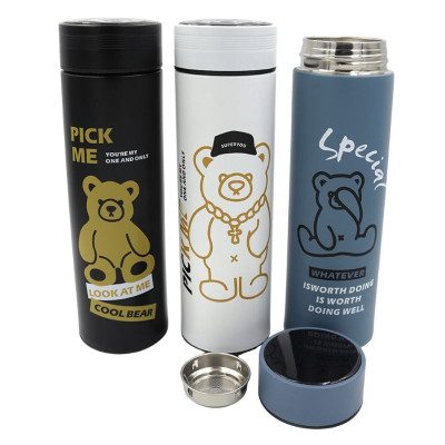 Пляшка-термос для води "JO" /BWW107/ "Bear" 500ml, подвійна стінка, LED, мікс