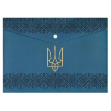 Папка-конверт на кнопці А4 "BuroMAX" /BM.3970-68/ UKRAINE DECOR, вишиванка синя (12/360)
