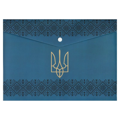 Папка-конверт на кнопці А4 "BuroMAX" /BM.3970-68/ UKRAINE DECOR, вишиванка синя (12/360)