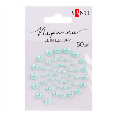 Перлини самоклеючі "Santi" /742970/ м'ятні, райдужні розмір: 3мм-6мм (50шт) (1/10)