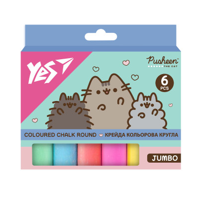 Крейда кольорова 6 шт. "YES" /400559/ JUMBO "Pusheen" (1/12/72)