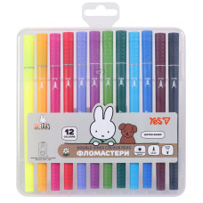 Фломастери "YES" 12 кол. /650595/ ДВОСТОРОННІ "Miffy" (1/12/72)