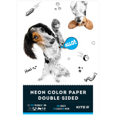 Папір кольоровий "Kite" /K22-288/ двостор.А4/(10арк/5 неон+5 звич), А4 "Kite Dogs" (1/50)