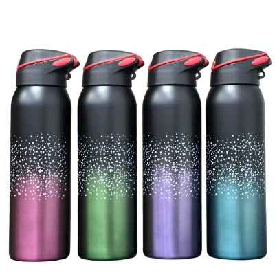Пляшка-термос для води "JO" /O150/ "Snow" 350ml, з петлею і соломинкою, подвійна стінка, мікс