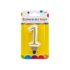 Свічка - цифра "Maxi" /MX622095G-1/ "1" золота кулька 7,62см (1/24) Свічка - цифра "Maxi" /MX622095G-1/ "1" золота кулька 7,62см (1/24)