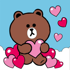 Картина за номерами "SANTI" /955037/ "Line Friends. Браун та серденько", 25*25см, LED підсвітка