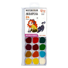 Акварель 24 кол. "ROSA Kids" /301208/ Cats with a Girl, б/пензлика (1/12)